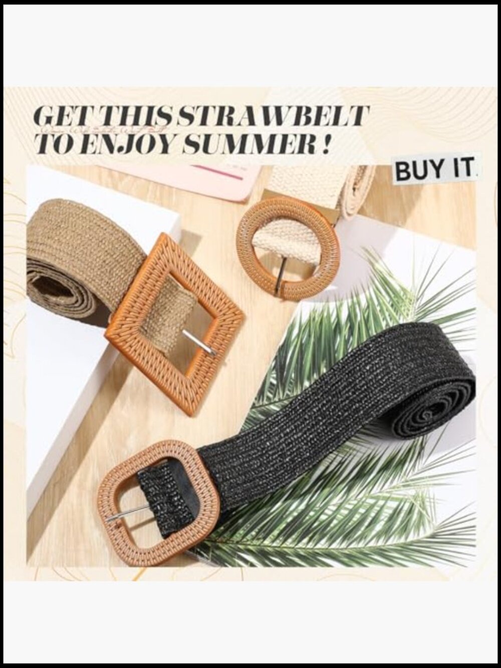 Straw Woven Elastic Waist Belt Bohemian Dress Braided Belt Vintage Buckle 3 Pack - Picture 6 of 7